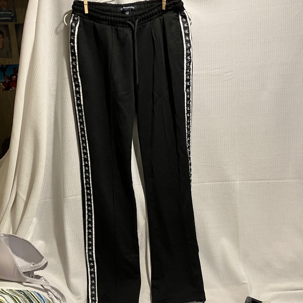 Calvin Klein Performance Black Joggers with White Side Stripes (item # 1071)